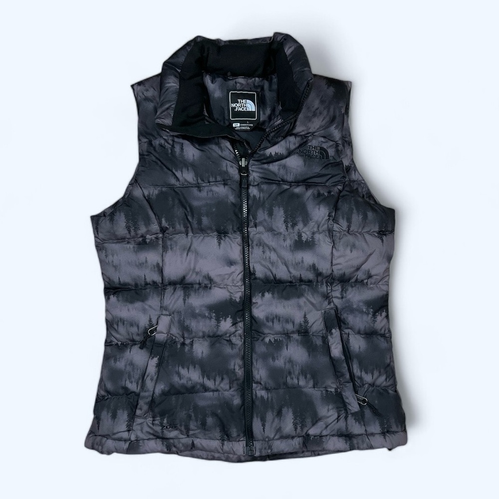 THE NORTH FACE Down 700 Vest Womens Size Small Trees Print